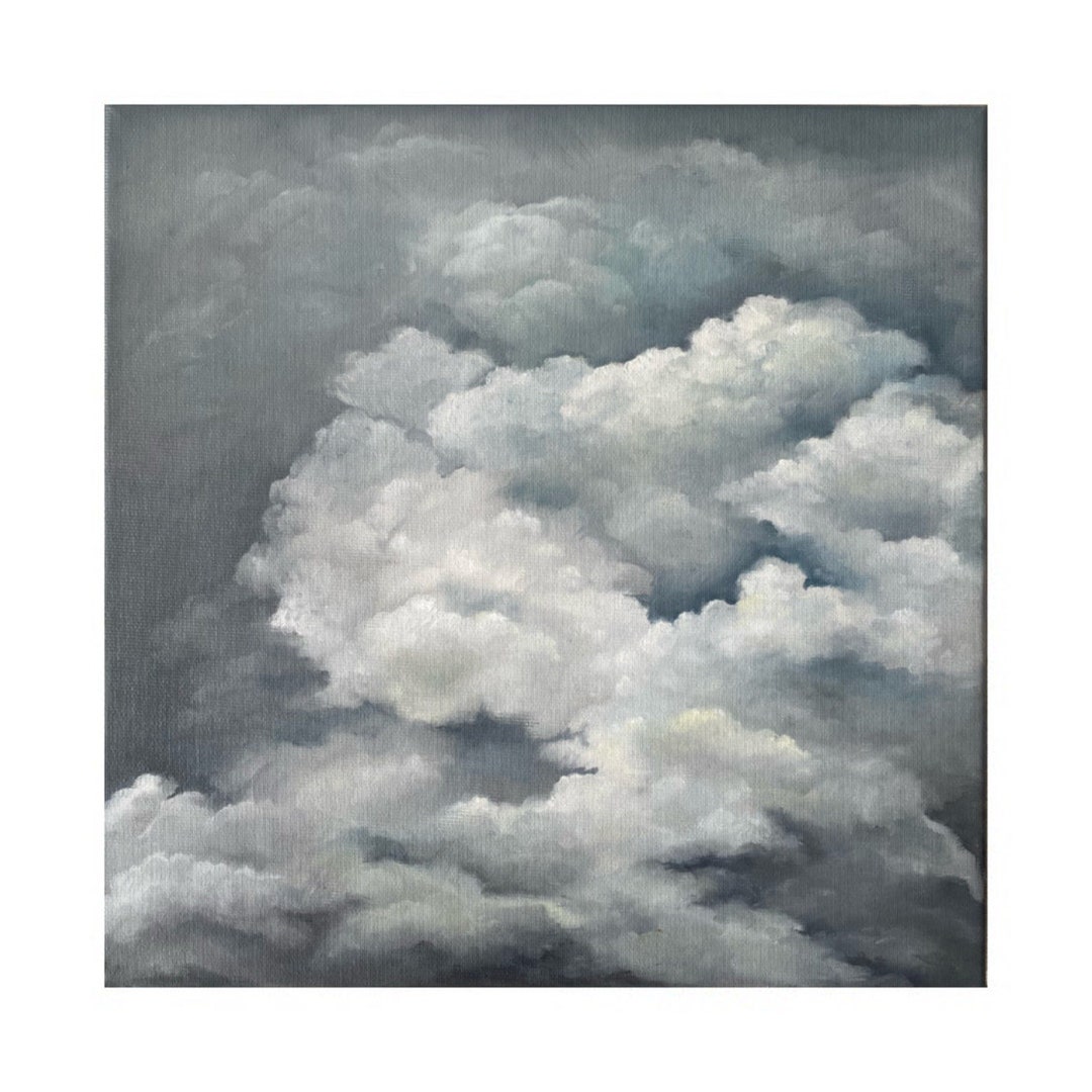 曇り空の油絵：オリジナル風景キャンバスアート（12x12） - Etsy 日本