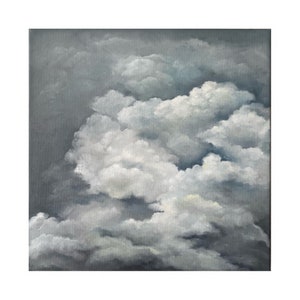 Clouds painting sky original art Cloudy Sky Wall Art evening sky painting oil landscape canvas artwork gray Clouds painting sky art 12x12
