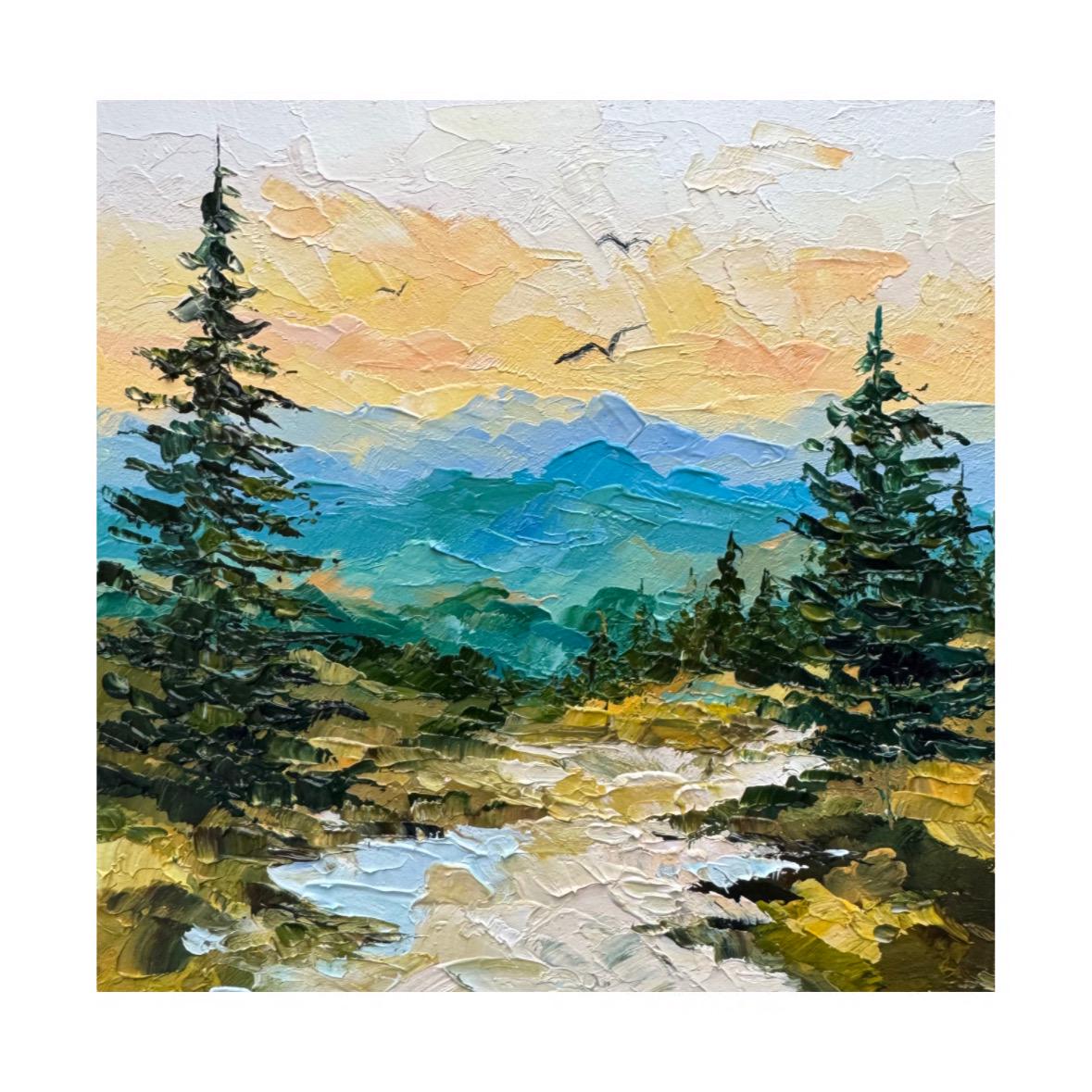 H】油絵 風景画 山 作者不明 ② 風景画 油絵 油彩画 ◇油絵◇