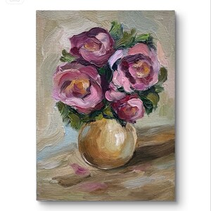 Pivoine, peinture florale originale, empâtement de pivoines, peinture de fleurs, peinture abstraite, pivoine, art mural, peinture 3D, 7 x 5 pouces, par Alla