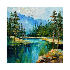 Glacier National Park Painting Mountain Wall Art Hiking Landscape Travel Original Art Impasto Oil Painting Colorful Mountain Landscape 8x8
