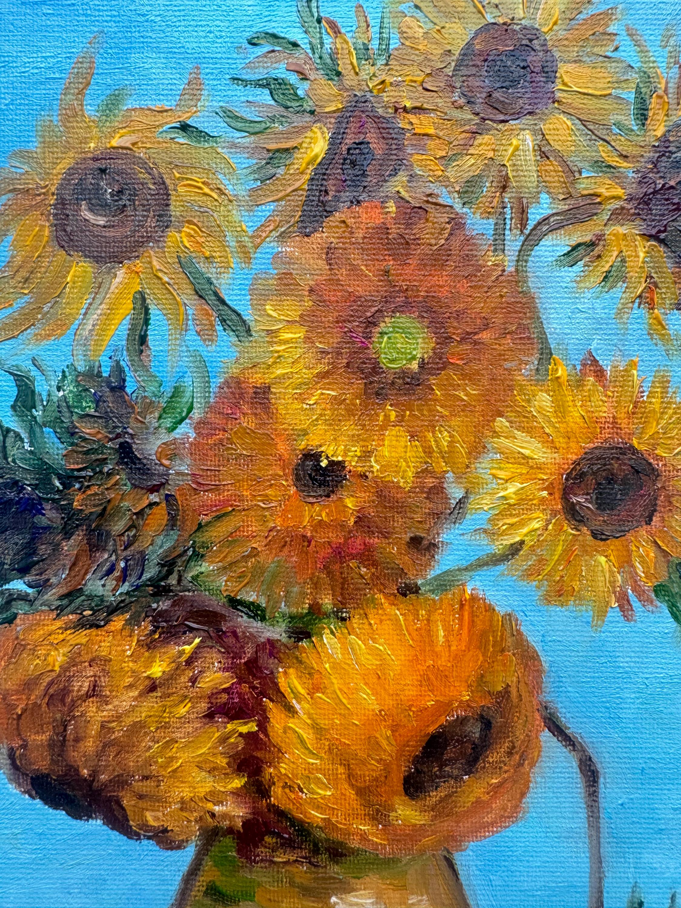 ゴッホのひまわり油絵：花の静物画、8x12 - Etsy 日本