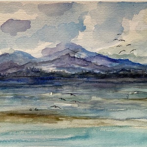 Lake Tahoe painting Art Print on canvas Lake Tahoe Wall Art California Landscape Print Tahoe watercolor painting Mountain Lake canvas print