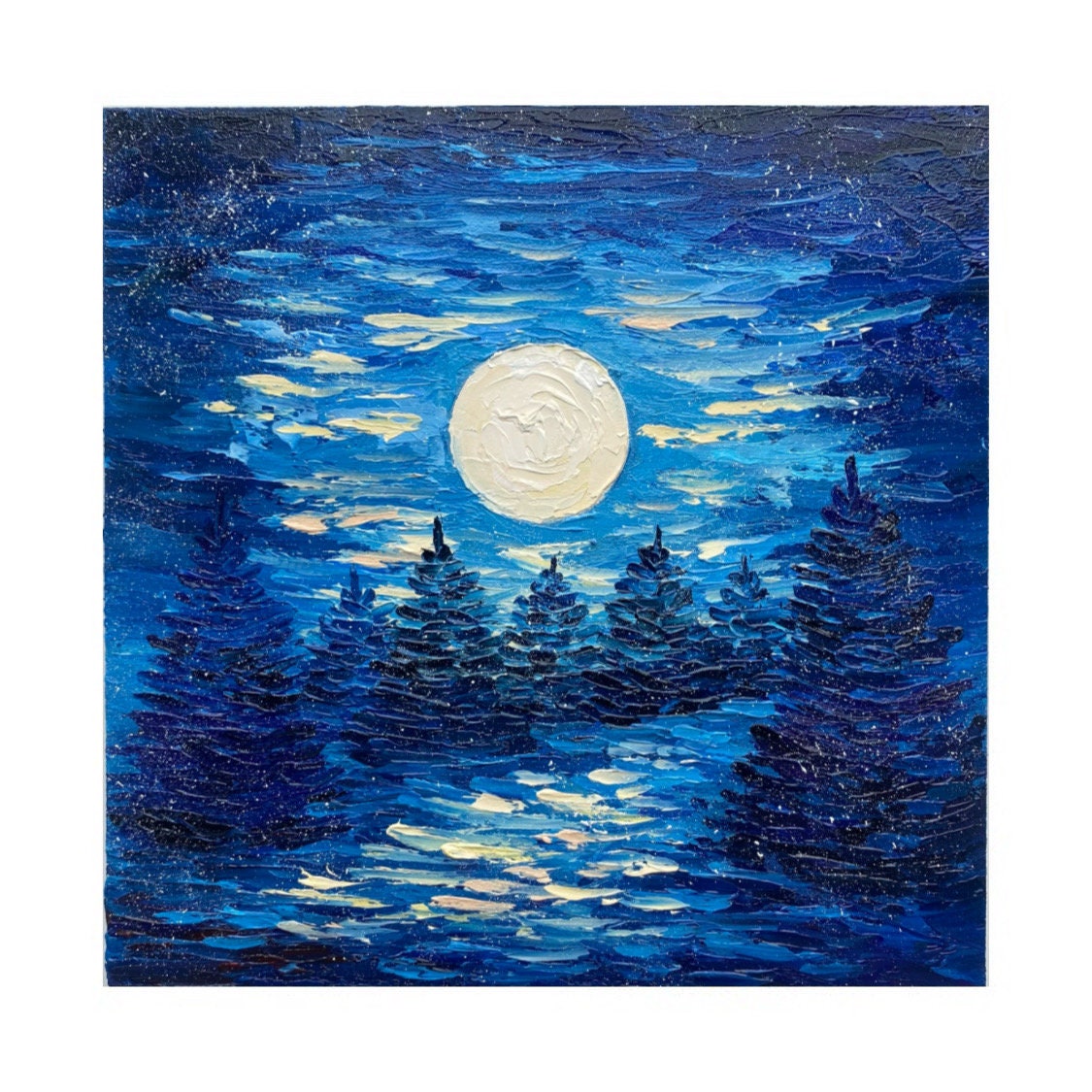 芸術写真 Nature Photograph Full Moon Art Print Full Moon Over Trees 1 Art Print by AnikArts - Fy