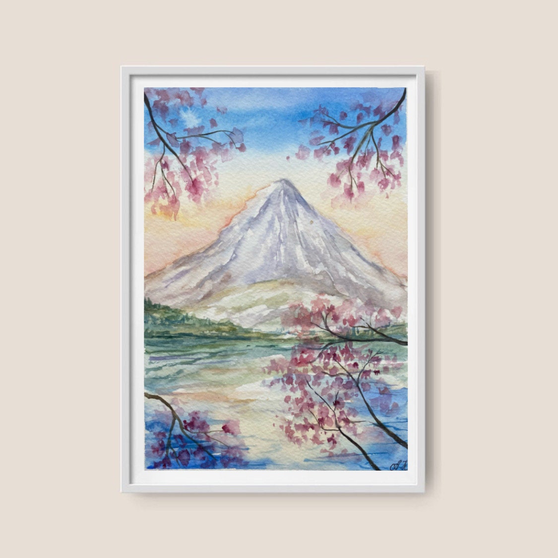 MOUNT FUJI and TORII, Original Acrylic Painting on Paper - Etsy