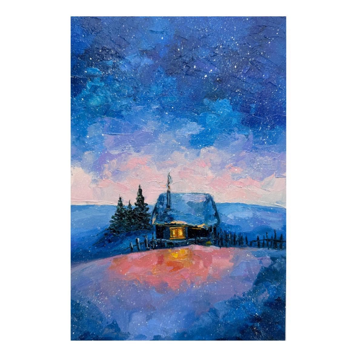 油絵 絵画【冬】 油絵 絵画 【森の冬】 絵画 HR 通販 16987848｜Creema(クリーマ)