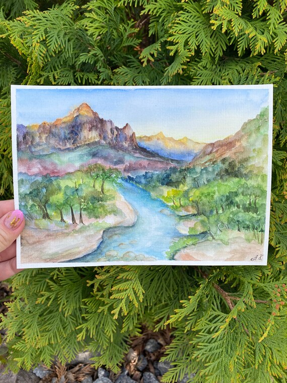 Zion National Park Panting Original Watercolor Art Utah