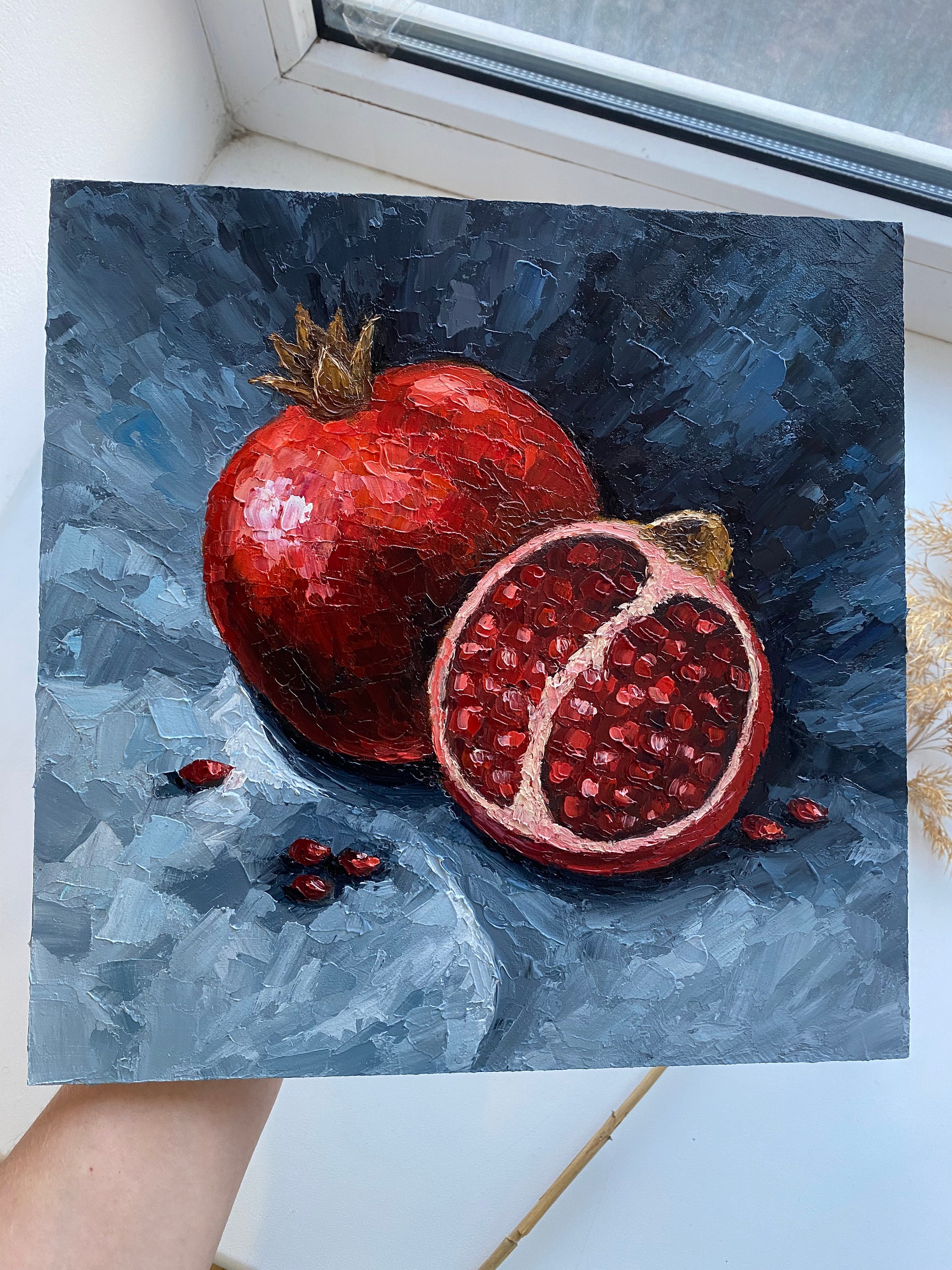 P. Cattana 油彩画 果物の静物画 ザクロ アンティーク ヴィンテージ il_fullxfull.4508138994_pn2l.jpg