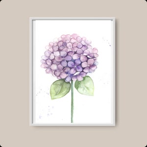 Hydrangea watercolor art print Hydrangea Wall Art Floral Watercolor painting botanical poster Purple Hydrangea print watercolor flower art