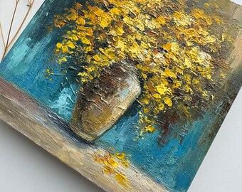 油絵 絵画 ミモザ【Ａ4】 油絵 絵画 ミモザ 【四切木製】 - arashi1783 - BOOTH