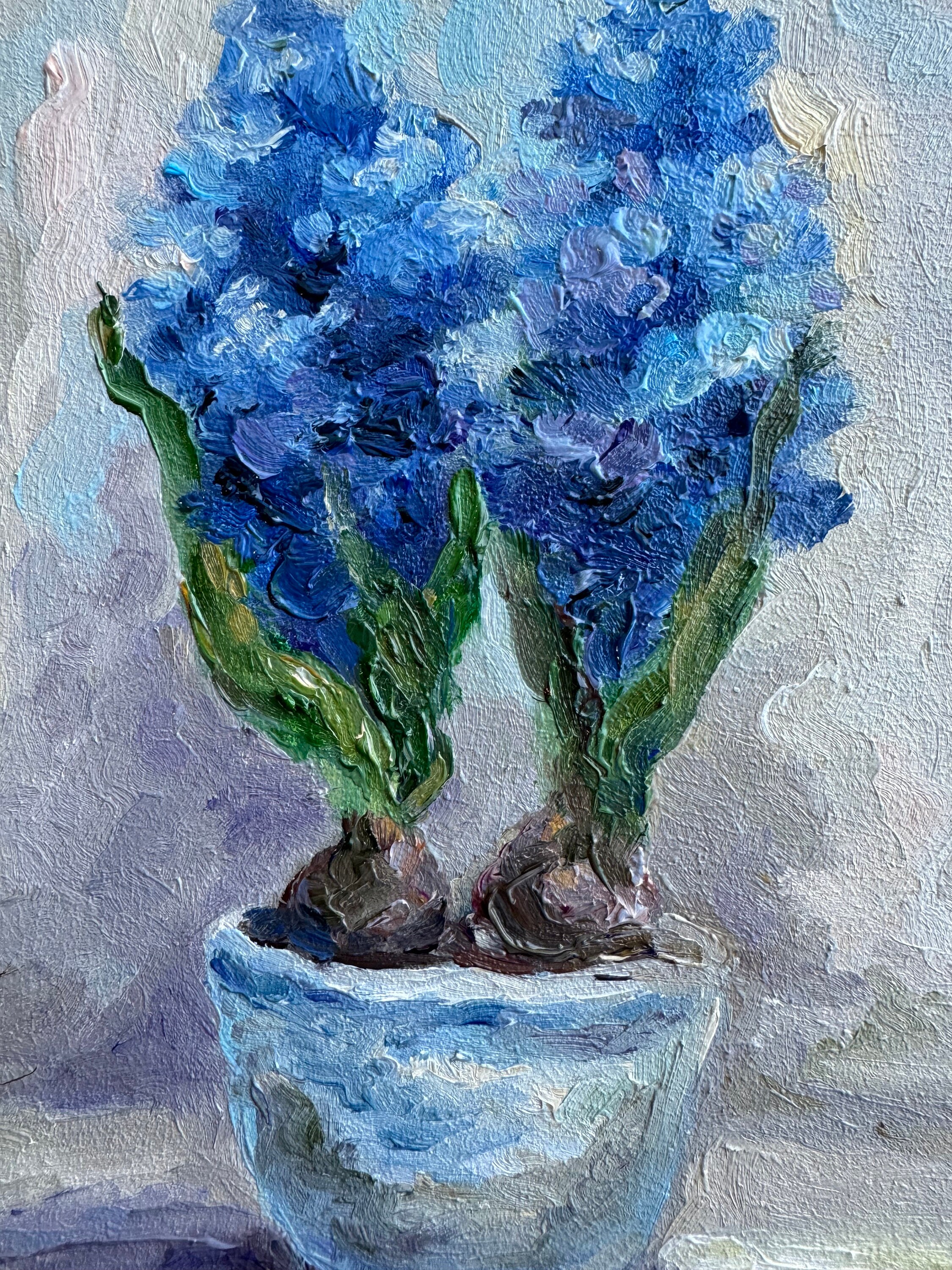 ヒヤシンスの絵画 花のオリジナルアート ヒヤシンス ウォール
