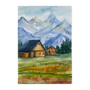 Alte Scheune Gemälde Grand Teton original Aquarell Kunst Nationalpark Wand Kunst Wildblumen Wiese Gemälde Aquarell Landschaft Kunstwerk 200x160