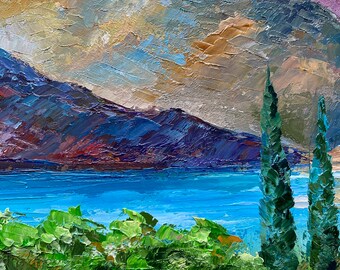 トスカーナ風景油絵：イタリアの山岳芸術、10x14 - Etsy 日本