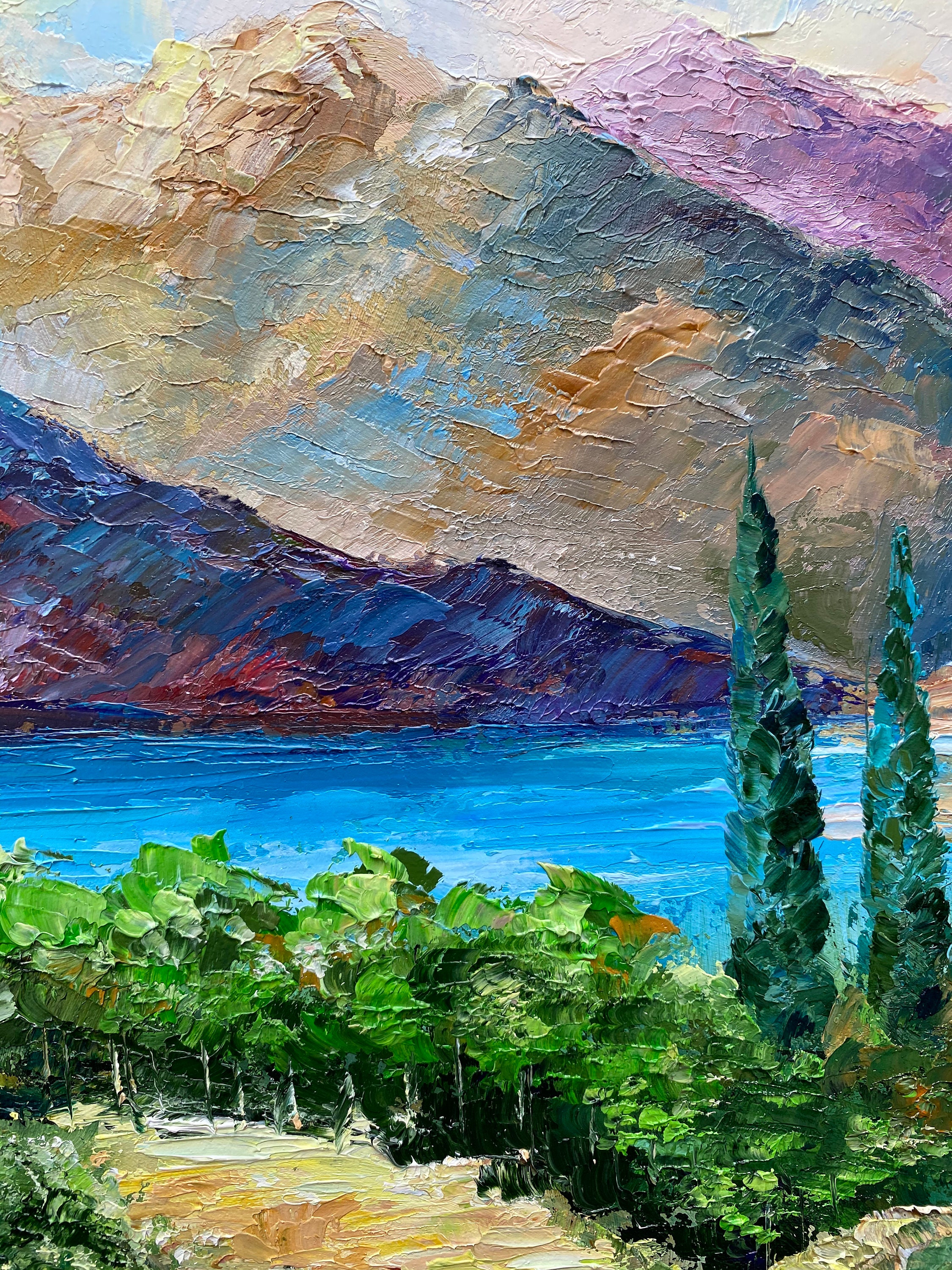 トスカーナ風景油絵：イタリアの山岳芸術、10x14 - Etsy 日本