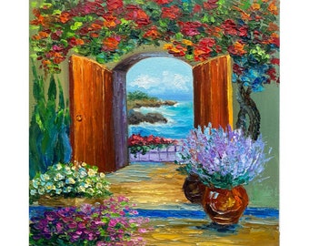 ポジターノ（イタリア）の絵画：オリジナルのインパスト海景画