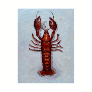 Lobster Painting Seafood original Art Lobster Wall Art Seafood Kitchen Wall Decor Lobster still life artwork lobster impasto painting 8x6