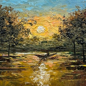Louisiana Swamp Malerei Louisiana Original Kunst Zypressen Bäume Louisiana Landschaft Wandkunst Louisiana Sonnenuntergang Landschaft Kunstwerk