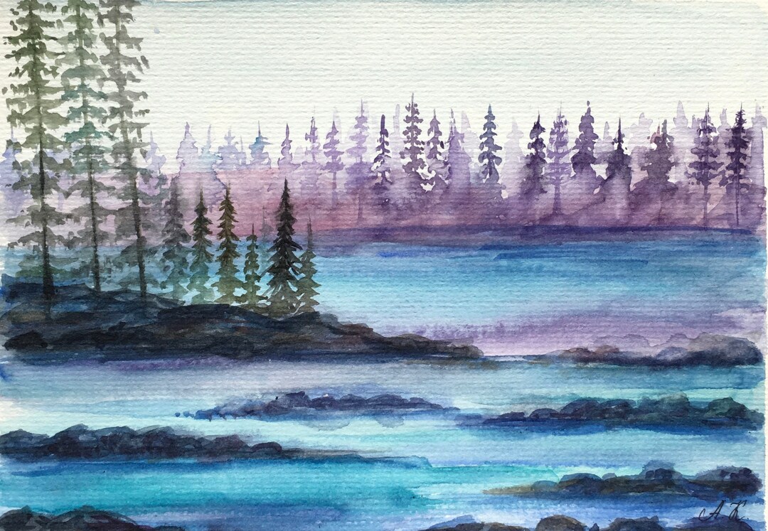 Lake Tahoe Painting Original Watercolor Art California Landscape Wall ...