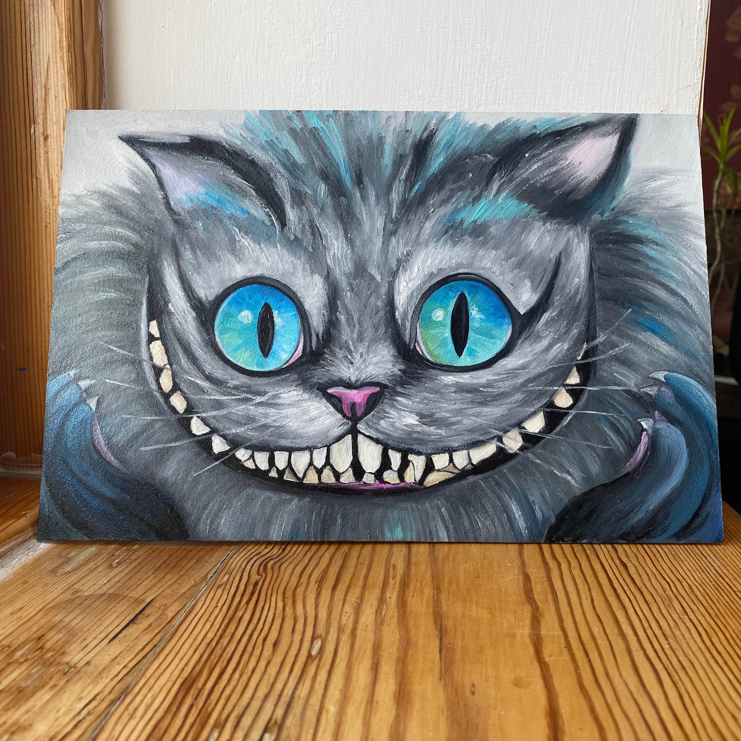 チェシャ猫の絵画、不思議の国のアリス オリジナルアート チェシャ猫の絵画、不思議の国のアリス オリジナルアート
