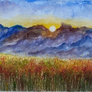Colorado Painting Rocky Mountain Original Art Colorado Landscape Wall Art Colorado Wildflowers watercolor original art national park artwork