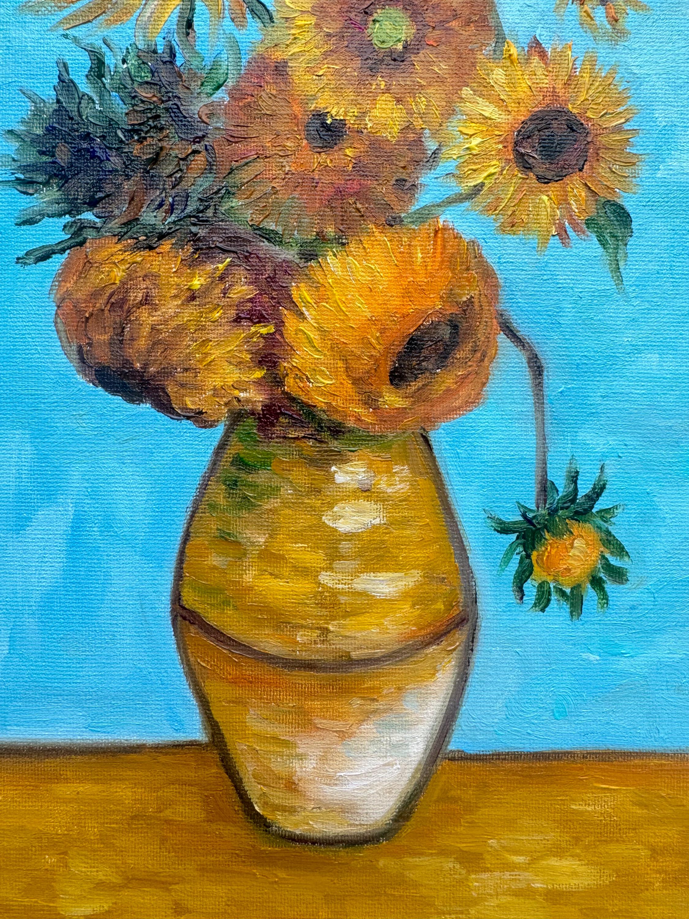 ゴッホのひまわり油絵：花の静物画、8x12 - Etsy 日本