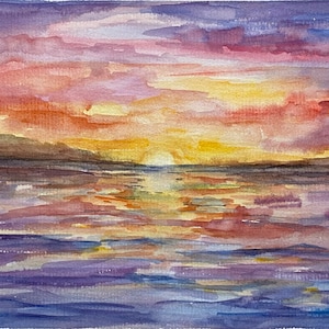 Dipinto di paesaggio marino della California, dipinto originale ad acquerello, dipinto di paesaggio marino, dipinto di oceano costiero della California, 6x8 di Alla
