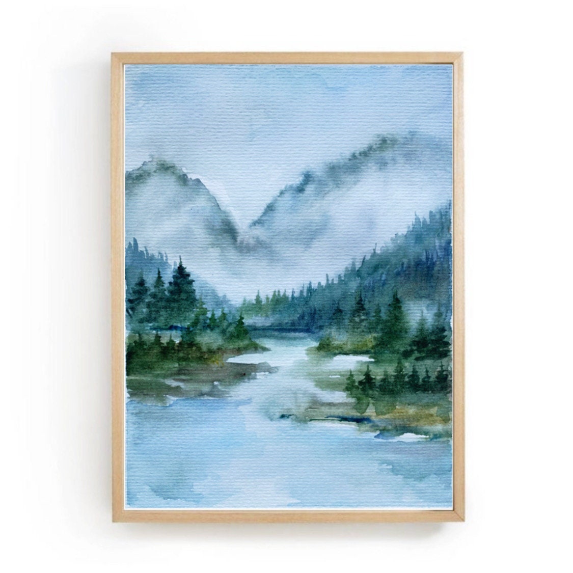川のある風景 水彩画 フレーム付き Amazon｜水彩の森プリント 3枚セット 森のプリント 水彩画 川の