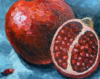 P. Cattana 油彩画 果物の静物画 ザクロ アンティーク ヴィンテージ il_fullxfull.4508138994_pn2l.jpg