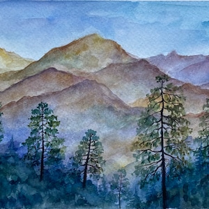 Smoky Mountains Painting Original watercolor Art Blue Ridge Mountains painting Smoky Mountains Wall Art National Park Art Mountains artwork