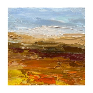 Abstract Desert Painting Arizona Original Art Desert Wall Art landscape impasto painting Arizona Landscape original small art 4x4 by Alla
