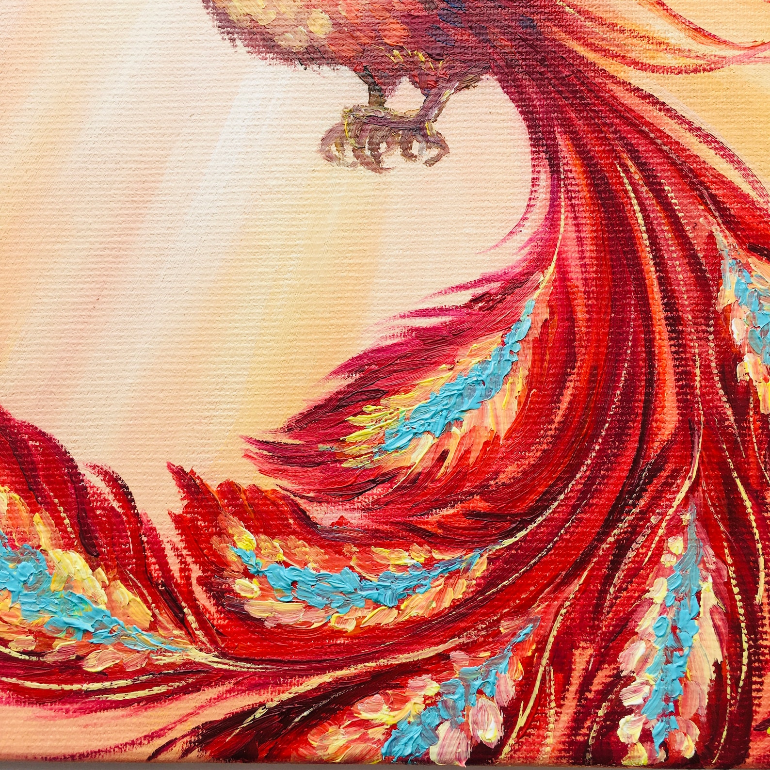 Phoenix Painting Phoenix Bird Original Art Fiery Bird Oil Etsy
