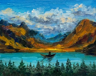 Glacier National Park Oil Painting: Montana Landscape Art (5x7 inches)