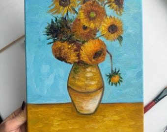 ゴッホのひまわり油絵：花の静物画、8x12 - Etsy 日本
