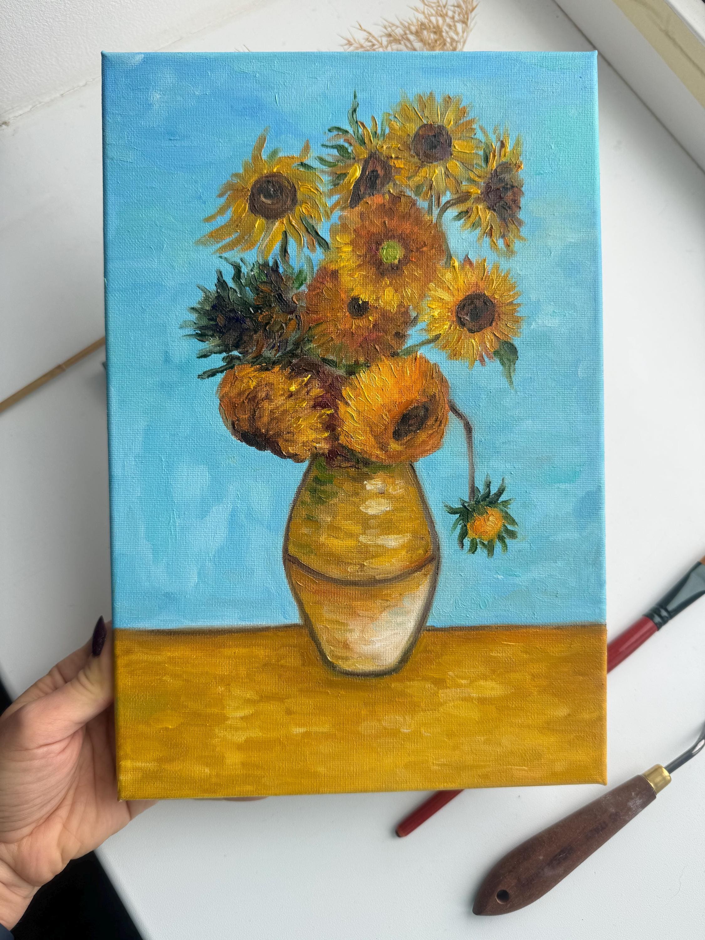 油彩画 ひまわり 静物画 サイン入りF8 油彩画|静物画|三岸節子|油絵