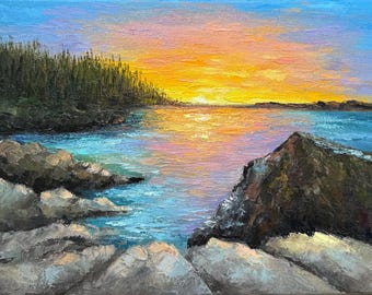 Acadia National Park Oil Painting: Maine Landscape Art, Jordon Pond 8x12