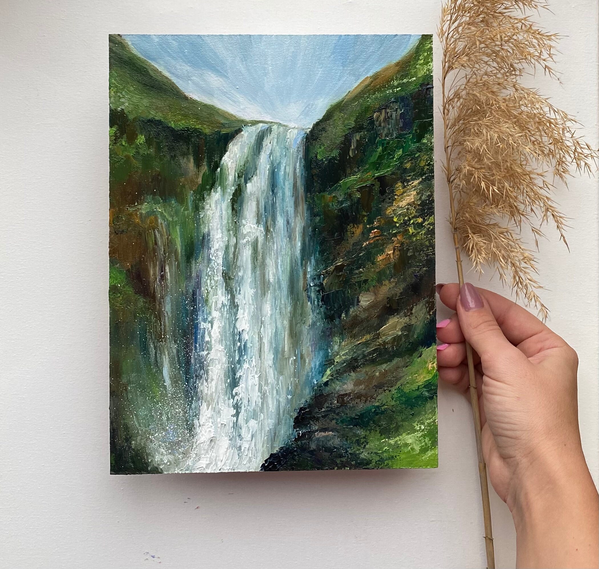 Scotland Painting Waterfall Original Art Scotland Highland Etsy