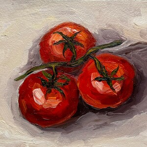 アンティーク品　絵画　油絵　トマト トマトの絵画 キッチンの壁アート トマトのインパスト抽象アートワーク