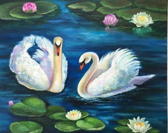 油絵 油彩 油彩画 絵 絵画 【白黒風景のハクチョウ池】 油絵 油彩 油彩画 絵 絵画 【白黒風景のハクチョウ池】