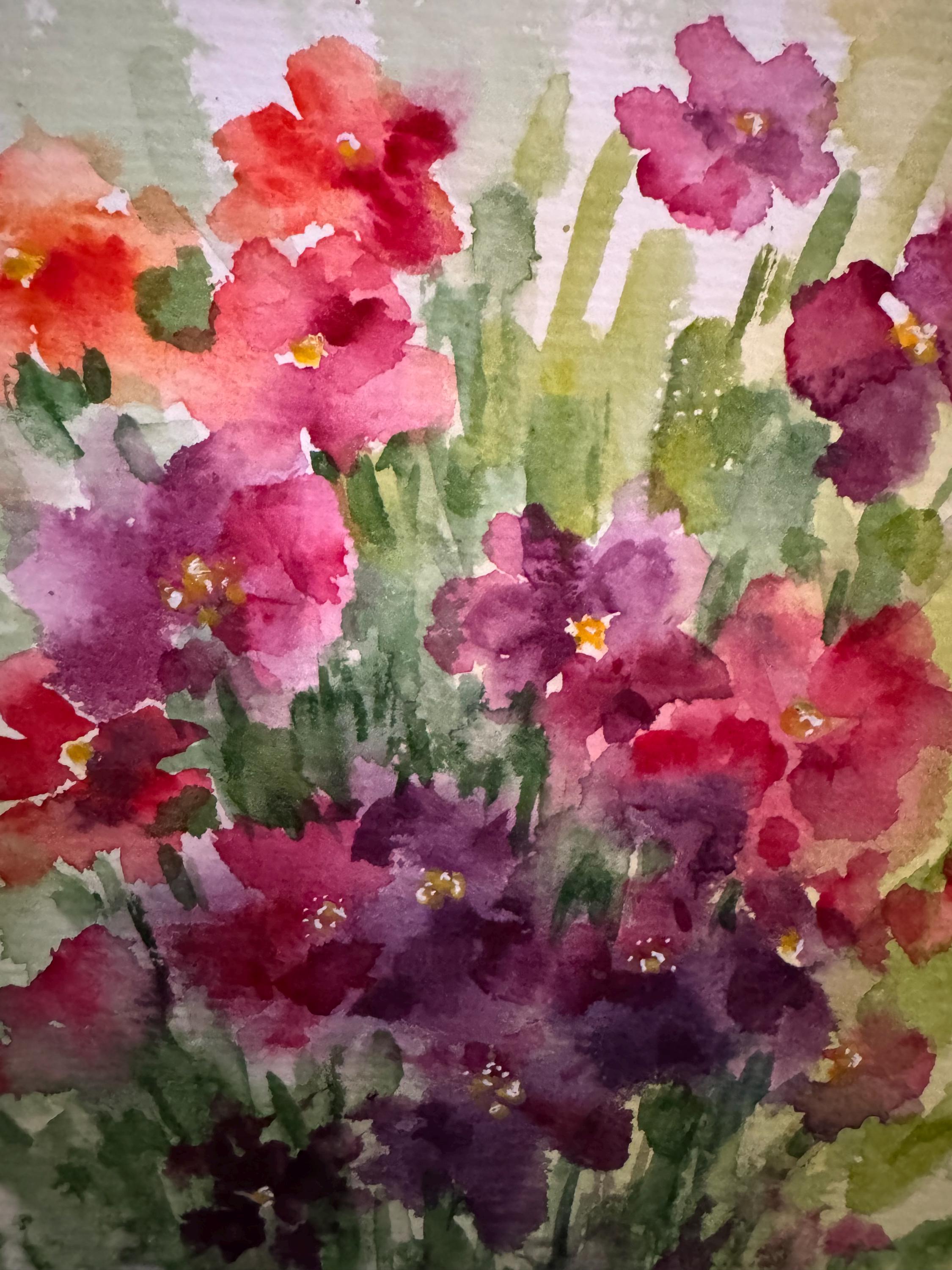 オリジナル水彩画「野の花」：草原の花のアート、8x6インチ - Etsy 日本