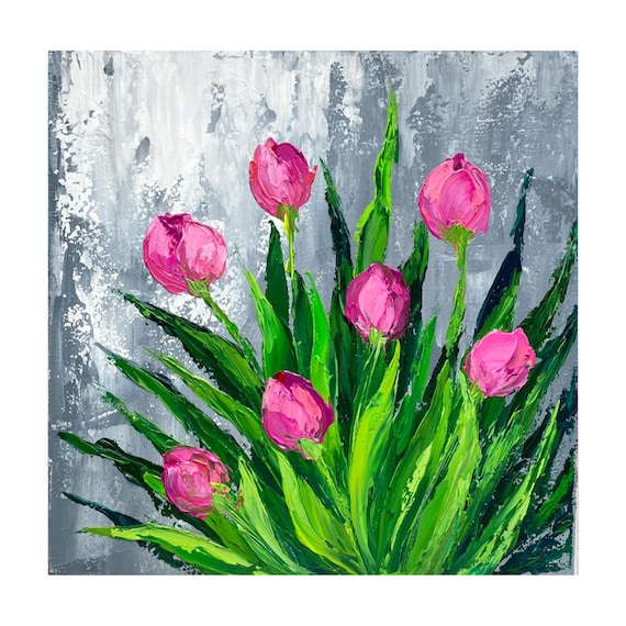 チューリップの絵画 オリジナルフローラルアート チューリップ