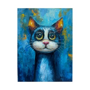 Peinture de chat noir, art original de chat, peinture animalière, art mural, portrait de chat, peinture d'empâtement, oeuvre de chat heureux, 20 x 15 cm par Alla