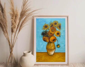 ゴッホのひまわり油絵：花の静物画、8x12 - Etsy 日本