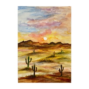 Arizona Desert Painting Watercolor Original Art Desert Wall Art Saguaro National Park Painting Cactus Watercolor Artwork Southwest Landscape