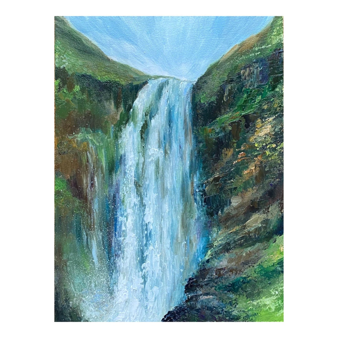 Scotland Painting Waterfall Original Art Scotland Highland Wall Art