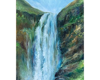 スコットランドの滝の絵画：オリジナルハイランド油絵、9.5x7 - Etsy 日本