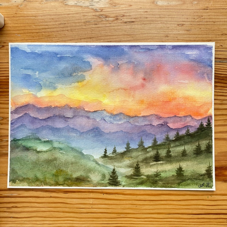 Great Smoky Mountains Painting Original Watercolor Art Etsy