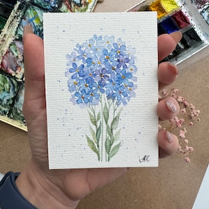 Forget-me-not Painting ACEO original watercolor art floral artwork Blue Flower Wall Art Forget-me-not Watercolor Painting Flower Artwork