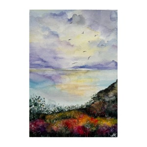 Peinture Irlande paysage irlandais Original aquarelle Art mural Irlande Peinture côtière paysage marin peinture paysage irlandais 8 x 6