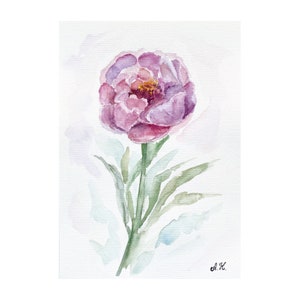 Peony Original Watercolor painting Floral Artwork Pink Peony Wall Art Botanical watercolor art Minimalistic flower painting peony small art