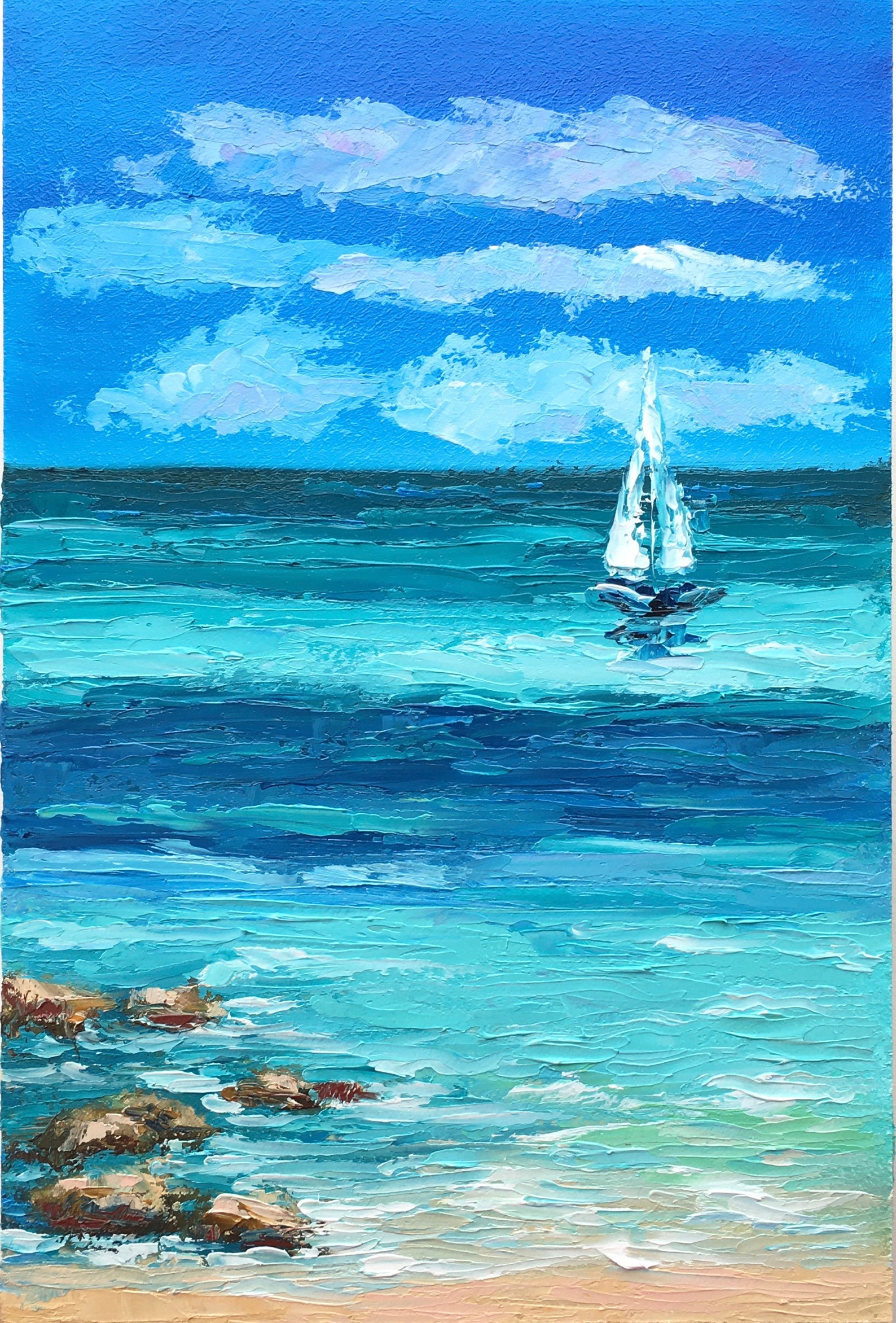 Miami Beach Painting Original Art Florida Seascape Impasto oil Etsy